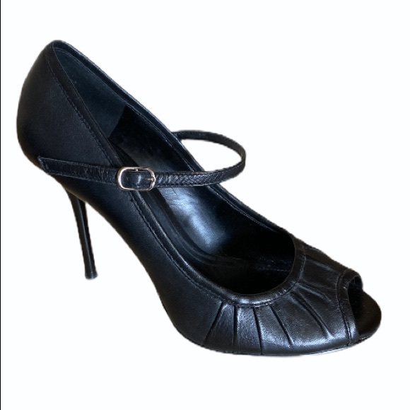 ALDO Leather Black Peeptoe Versatile Heel - Picture 1 of 5